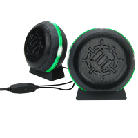 LED Gaming Speakers with In-Line Volume Control & Powerful 5W Drivers - Green