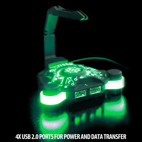 ENHANCE GX-B1 Green Gaming Mouse Bungee and Active 2.0 USB Hub - Black