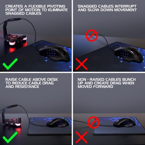 ENHANCE GX-B1 Red Gaming Mouse Bungee and Active 2.0 USB Hub - Black