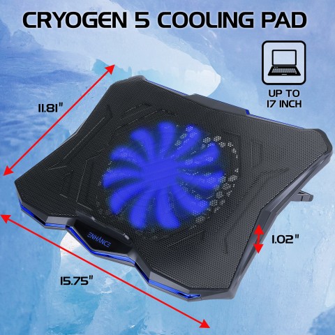 ENHANCE Gaming Laptop Cooling Stand - Laptop Cooler with 7 Height Settings - Blue