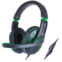 Gaming Headset with Rotating Microphone - Soft Adjustable Headband - Green - Green