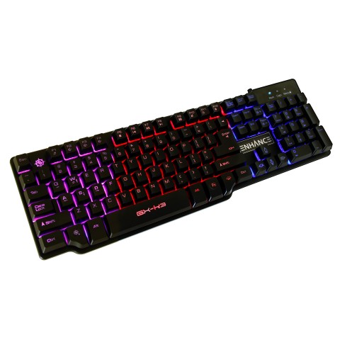 ENHANCE GX-K3 Gaming Keyboard with 104 Hybrid Switches & 3 LED Backlight Colors - Black