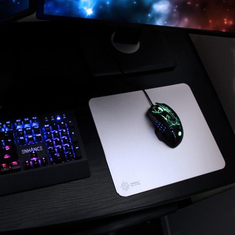 Aluminum Mouse Pad with Natural Rubber Backing & Low-Friction Tracking Surface - Silver