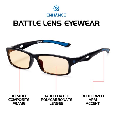 ENHANCE Battle Lens Clip On Blue Light Blocking Glasses Lens - Reduce Eye Strain - Black
