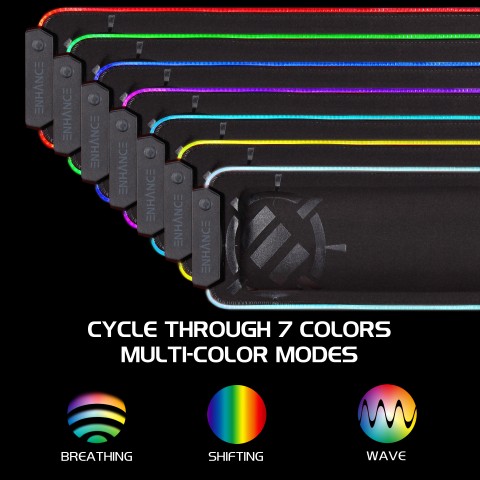 LED Gaming Keyboard Wrist Rest Pad with Soft Memory Foam Padding by ENHANCE - RGB Wrist Rest