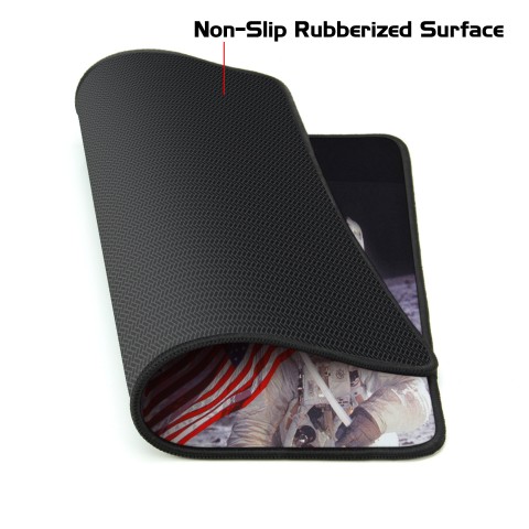 ENHANCE XL Funny Large Cat Gaming Mouse Pad with Patriotic Cat Astronaut - Black