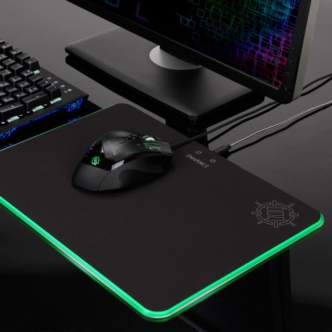 ENHANCE LED Gaming Mouse Pad with Fabric Top - 7 RGB Colors & 2 Lighting Effects - Black