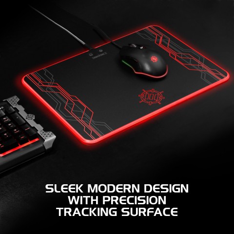 ENHANCE Large Hard Surface LED Gaming Mouse Pad - 7 RGB Light Up Modes - Black