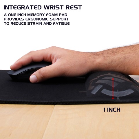ENHANCE Large Gaming Mouse Pad with Memory Foam Wrist Rest - Black