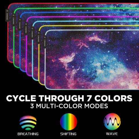ENHANCE Extra Large LED Gaming Mouse Pad - Soft XXL Desk Mat with 7 RGB Colors - Galaxy XXL
