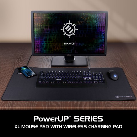 ENHANCE PowerUP Wireless Charging Gaming Mouse Pad for Qi Enabled Devices - Black