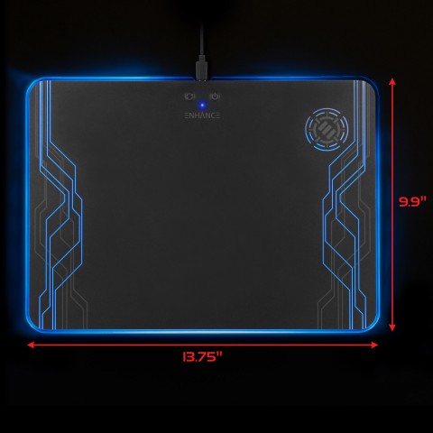 ENHANCE PowerUP Wireless Charging LED Mouse Pad - Compatible with Qi Enabled Phones & Devices
