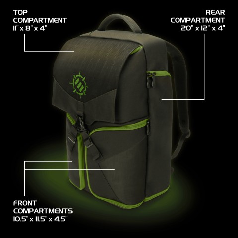 ENHANCE Gaming Console Backpack - Compatible with Xbox One X , One S - Green One X