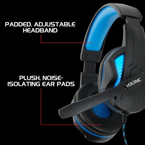 Computer Gaming Headset w/ Microphone by ENHANCE - 7.1 Surround Sound & LED - Black