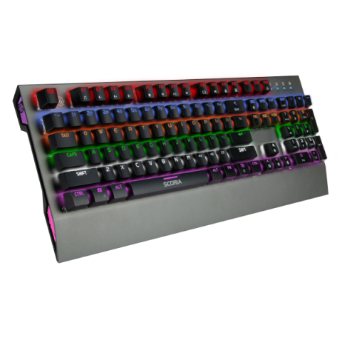 N-Key Rollover ENHANCE LED Mechanical Gaming Keyboard Anti Ghosting 10 Lighting Modes Scoria Tournament Keyboard Red Switches 104 Backlit Keys Pro Series FPS/MOBA Brushed Aluminum Metal 